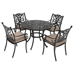 LG Outdoor Devon 4 Seater Round Dining Table & Chairs Set, Bronze